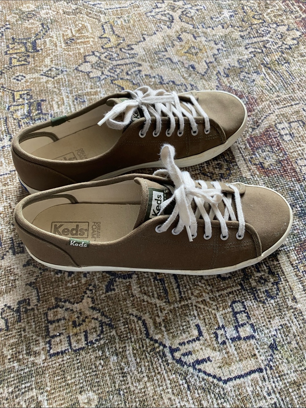 Keds Women’s Canvas Sneakers — Olive Green with White Accents - Picture 5 of 8